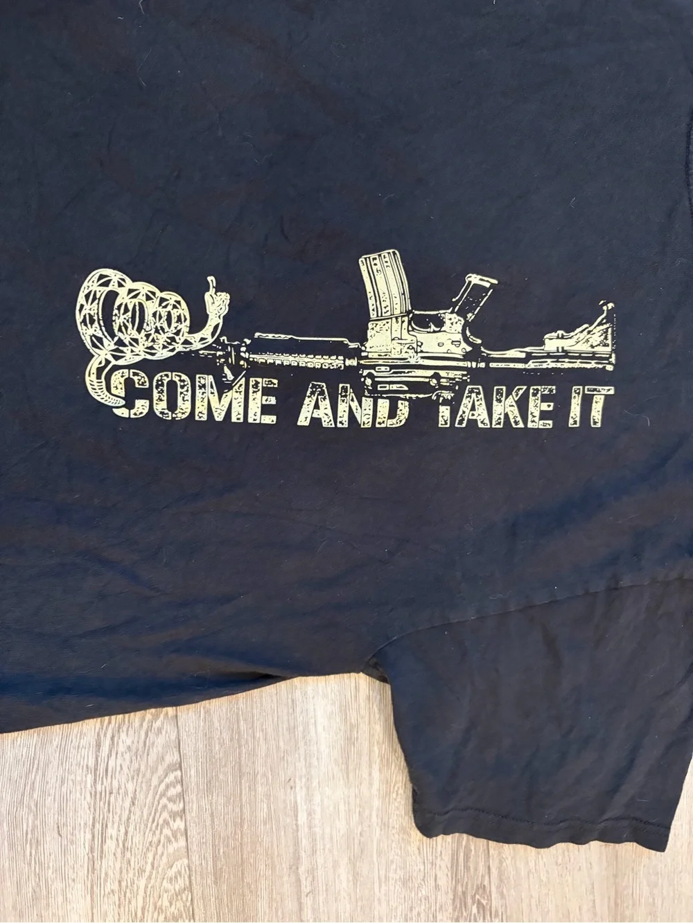 Hanes Black T‑Shirt with Gold 'Come and Take It' Rifle Graphic